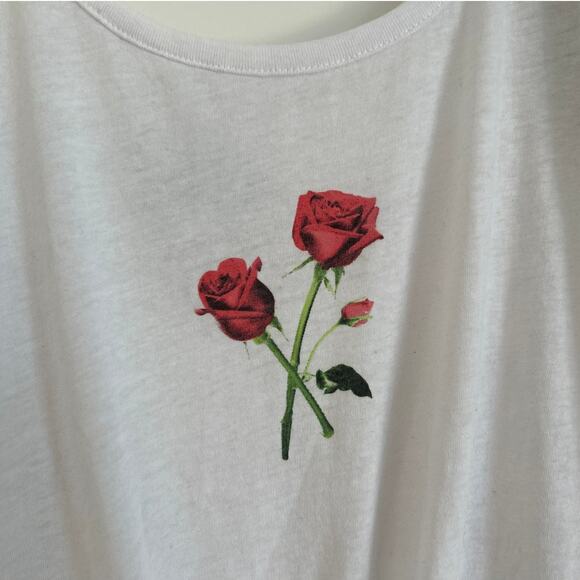 NWT Chaser Rosebud Tank Top – Rose Graphic w/ Front Tie – White, Women’s Medium - Picture 4 of 10